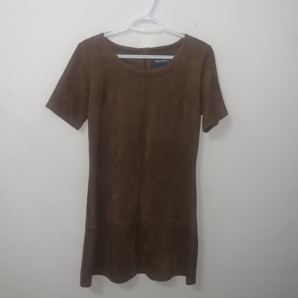 Brown Faux Suede Dress